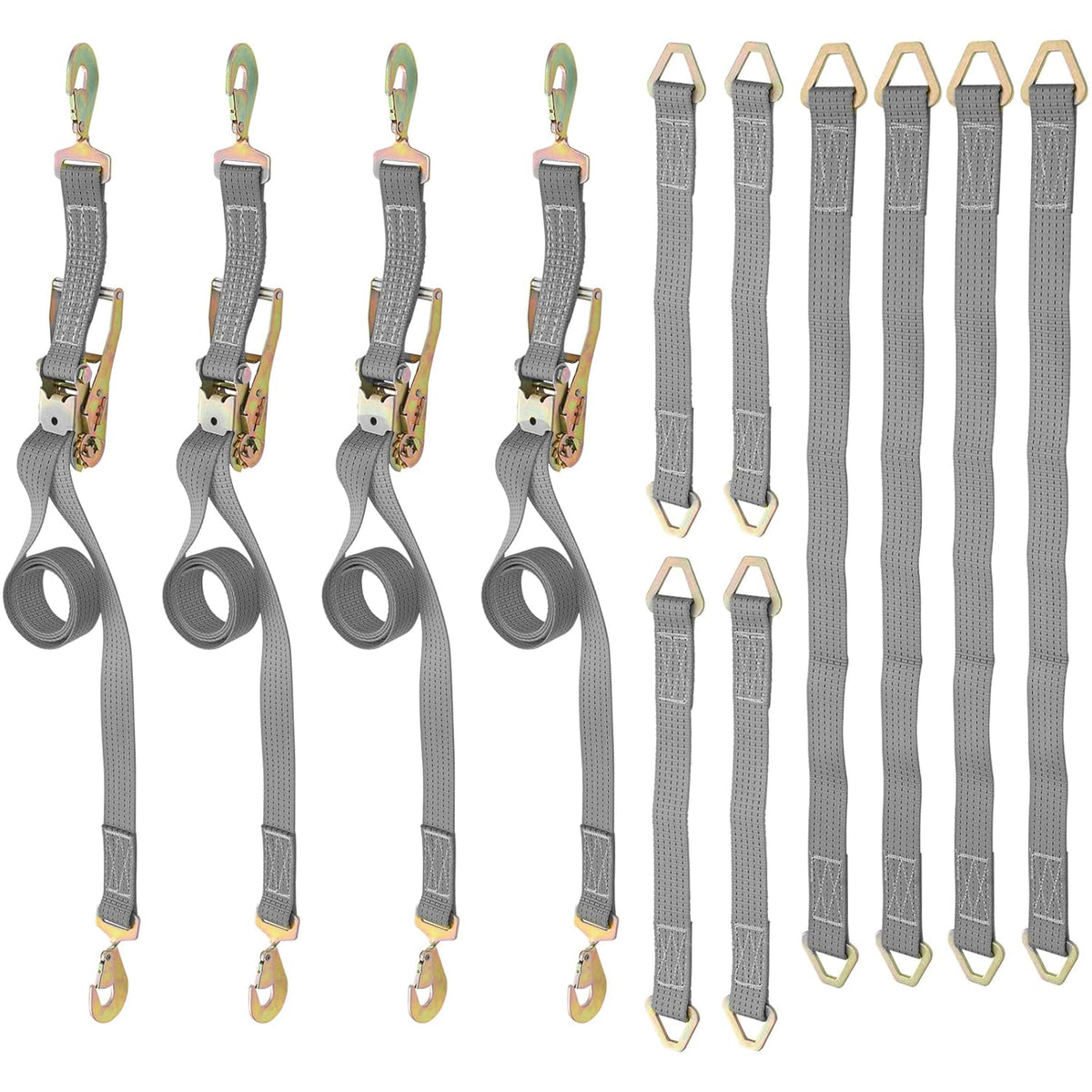 12 Pcs Polyester Ratchet Tie Down Strap Kit Grey B455155