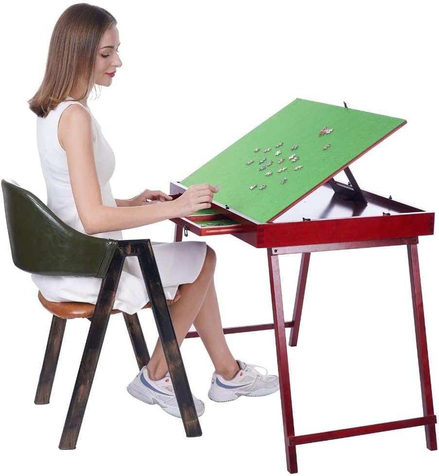 Wooden Jigsaw Puzzle Board with Storage Drawers & Mat C75284