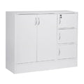 White Wooden Bookcase with 5 Doors 3 Shelves W88798