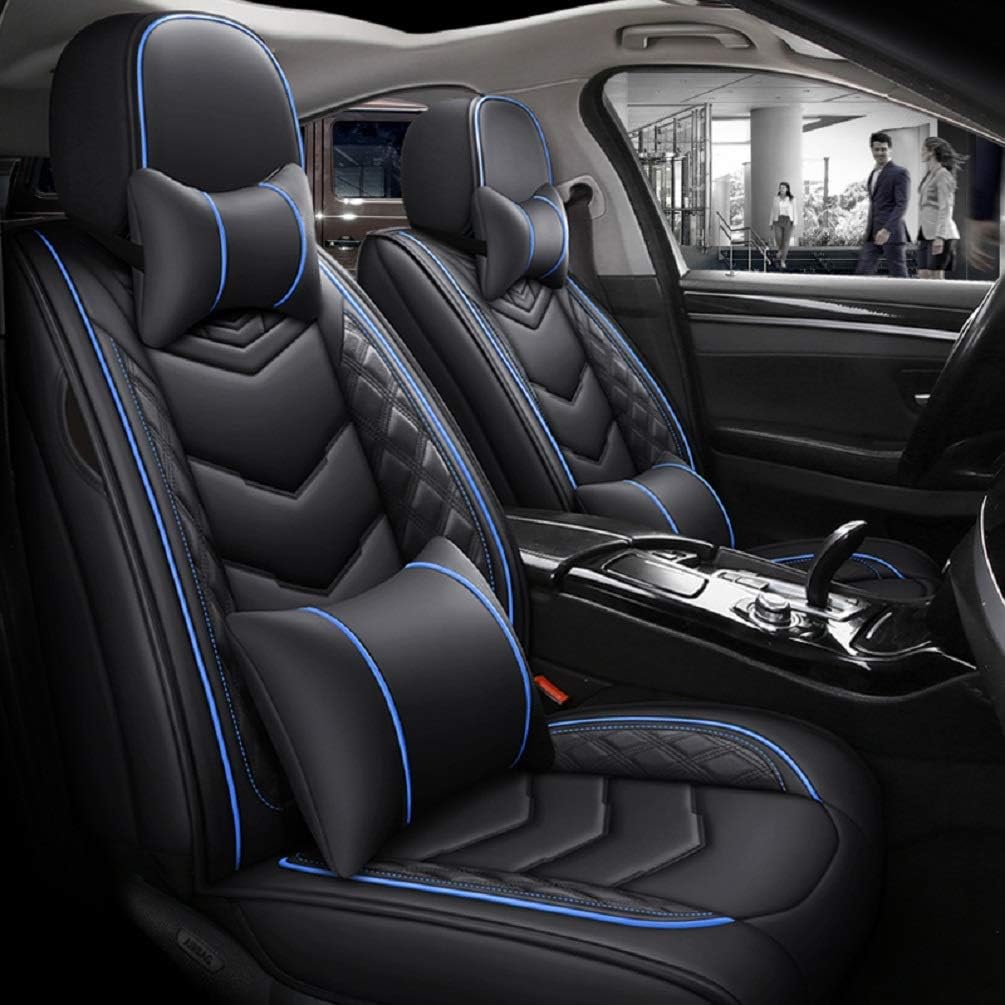 PU Leather Car Seat Cover 5-Seater Black-red X913