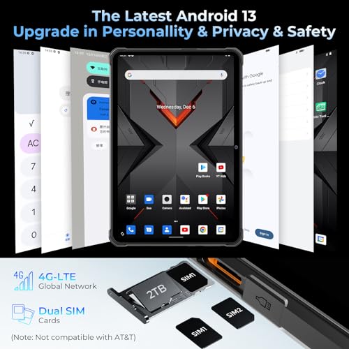 Gray Rugged Tablet 15600mAh 10.1 Inch HD+ 12GB+256GB IP68 IP69K L2037