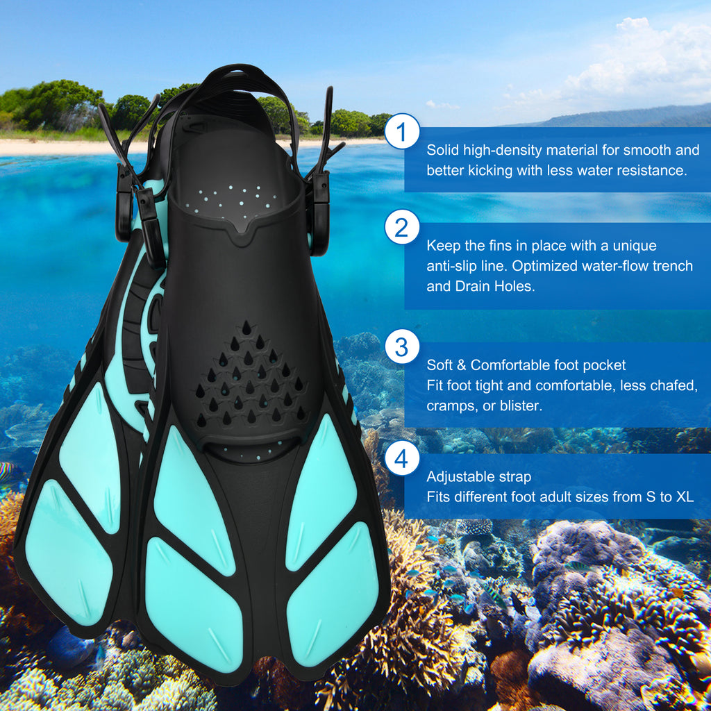 5 in 1 Snorkeling Gear Set with Tempered Glass and Travel Bag U74987