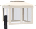 11' x 11' Pop Up Gazebo Canopy Shelter with Netting and Storage Bag, Khaki X40635