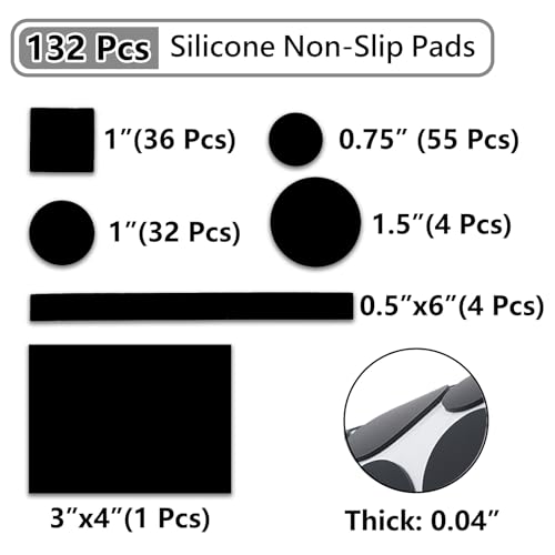 132 Pcs Non Slip Self-Adhesive Silicone Cuttable Furniture Pads V433310