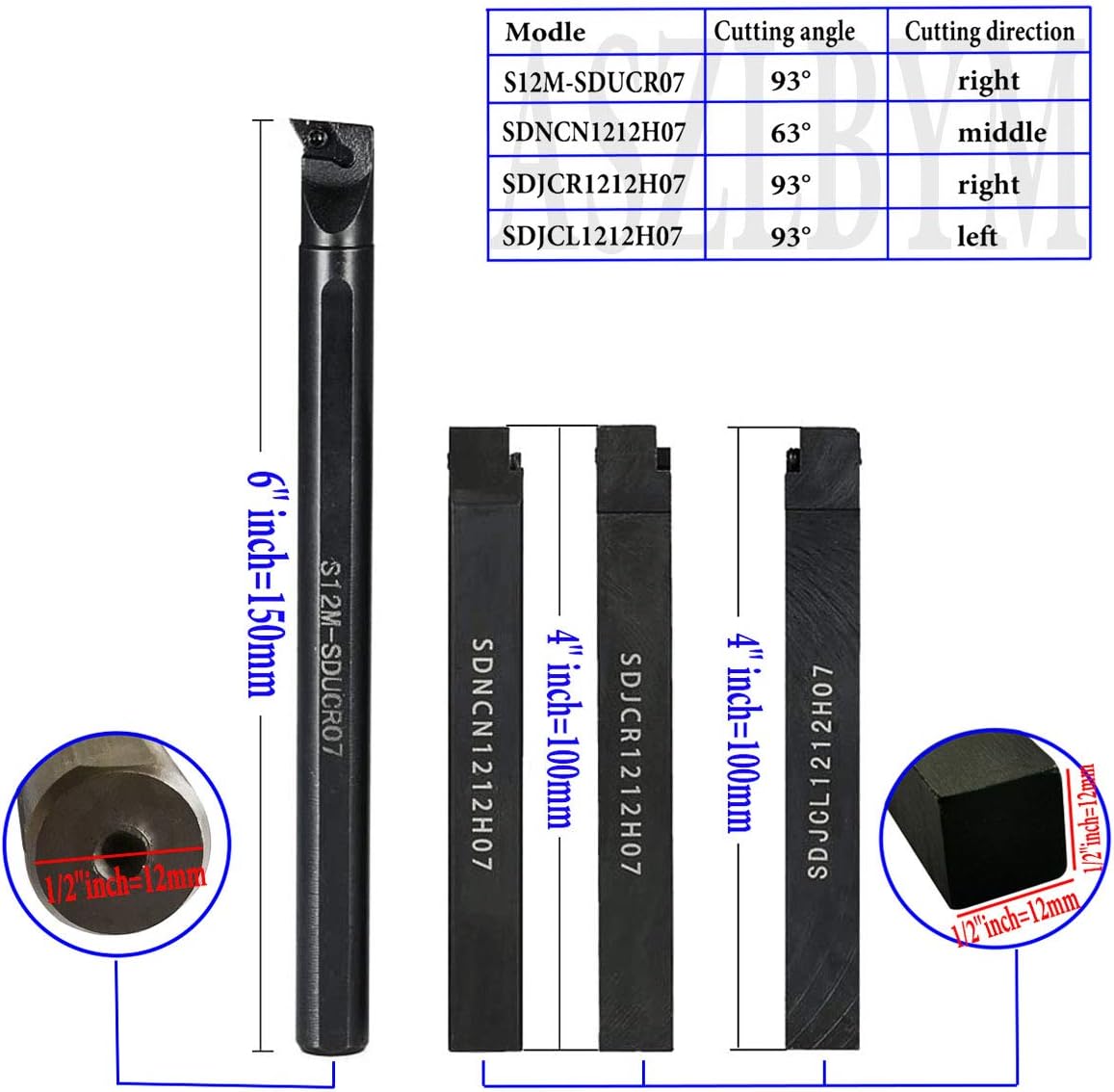1/2 Mini Lathe Indexable Carbide Turning Tool Holder Bit Set M84643