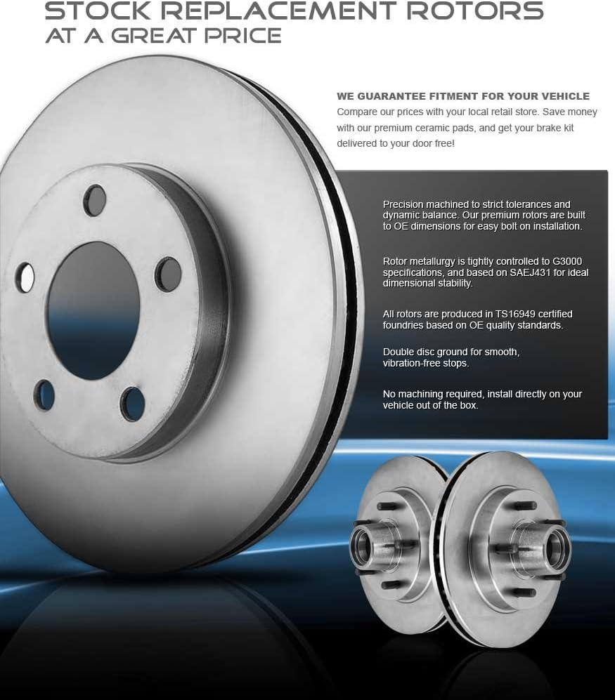 Front 303mm + Rear 283mm 5 Lug Brake Rotors + Ceramic Pads + Hardware D70723