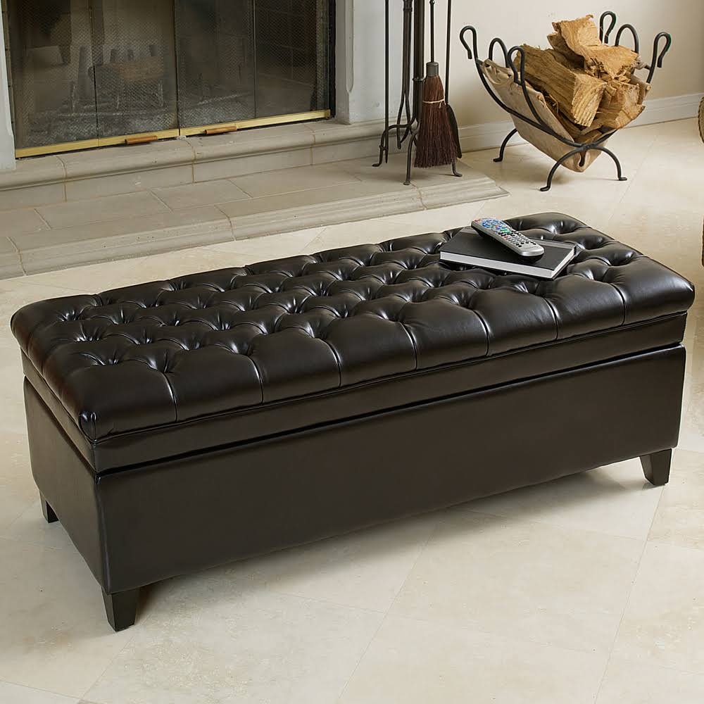 Espresso Tufted Storage Ottoman T565