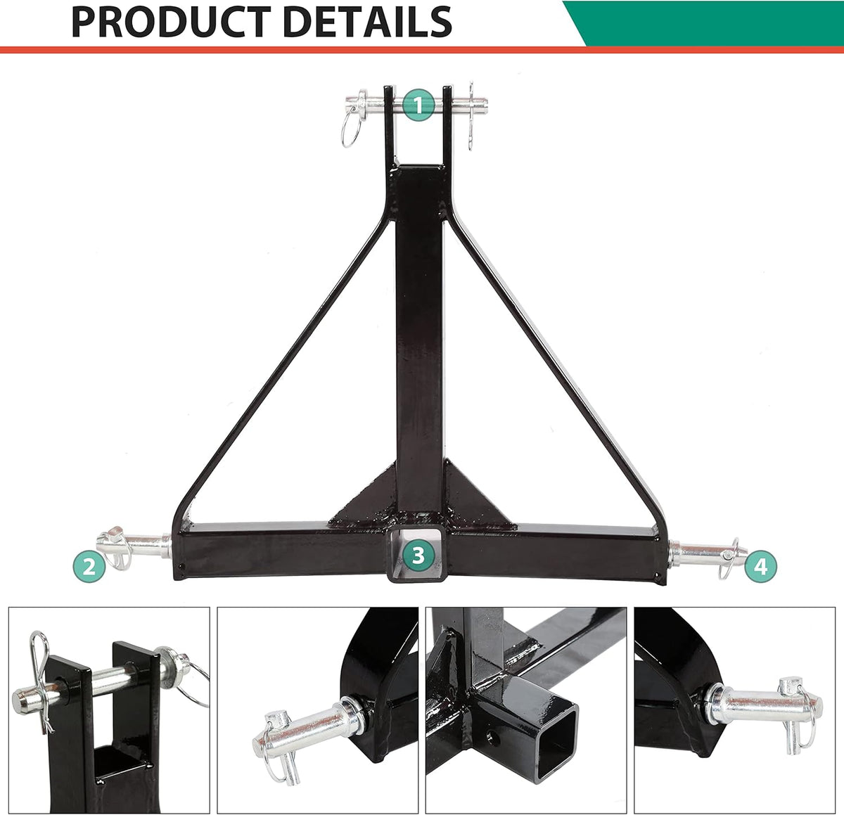 3 Point 2 Receiver Tractor Tow Hitch Drawbar Adapter U5869