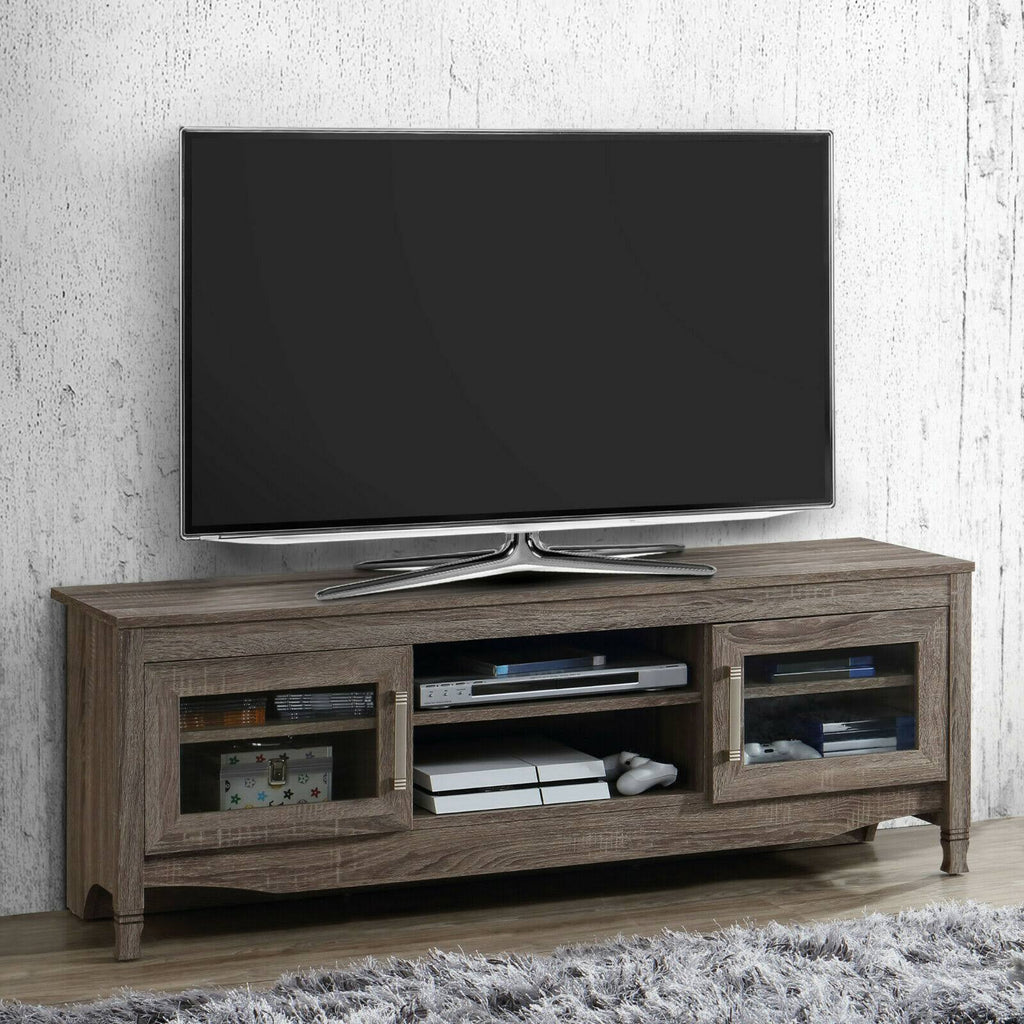 65x22 Rustic Brown Wood TV Stand P4917