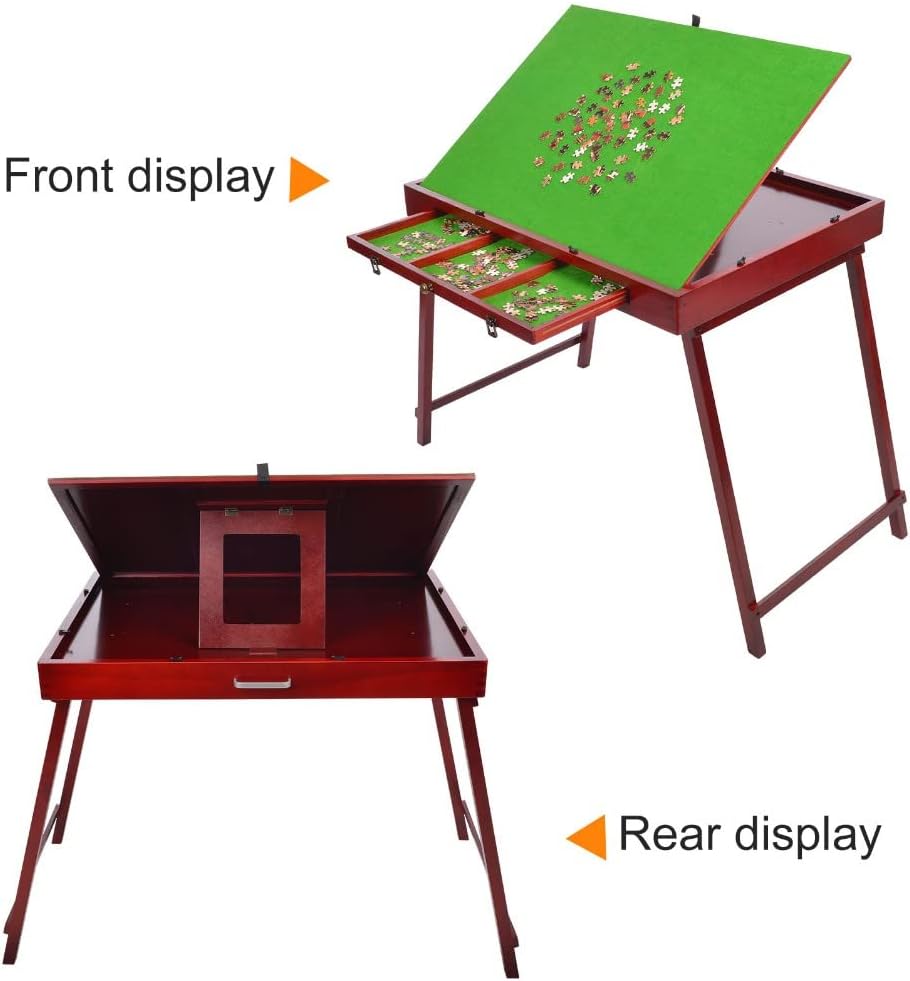 Wooden Jigsaw Puzzle Board with Storage Drawers & Mat C75284