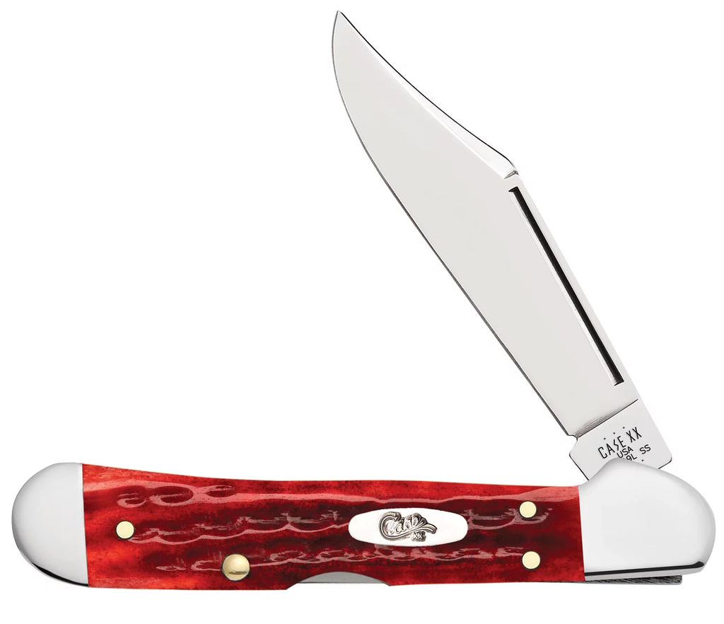 Pocket Worn 3.63" Blade Red Bone Handle Mini Copperlock Knife O669
