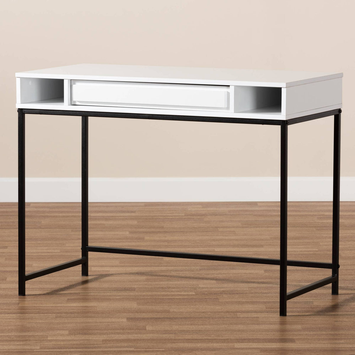 White 1-Drawer Wood and Metal Desk A969