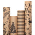4 Rolls Vintage Brown Kraft Christmas Wrapping Paper Q731