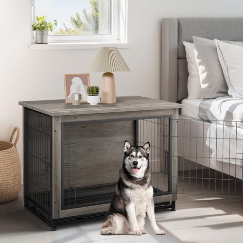 Grey Wooden Dog Kennel Table N22217