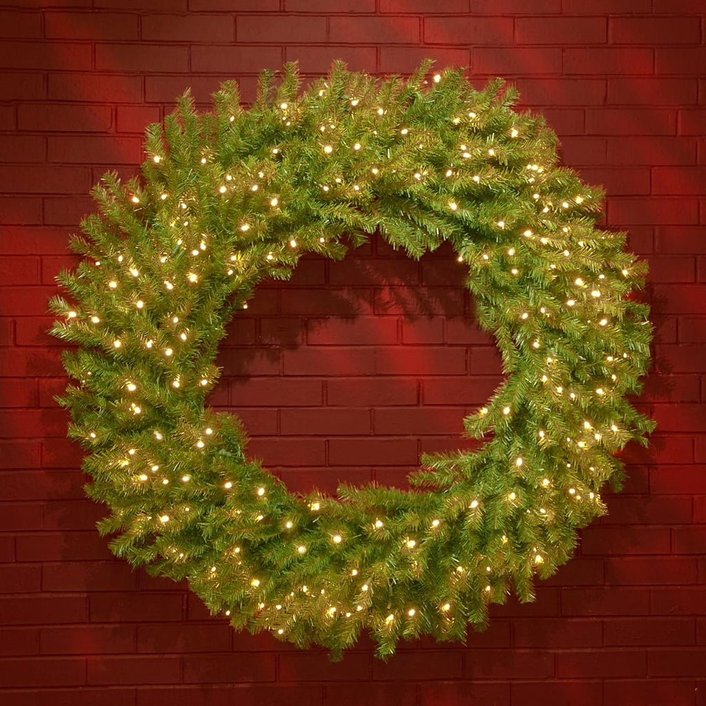 Pre-Lit Artificial Christmas Wreath, Green, 48 Inches A397