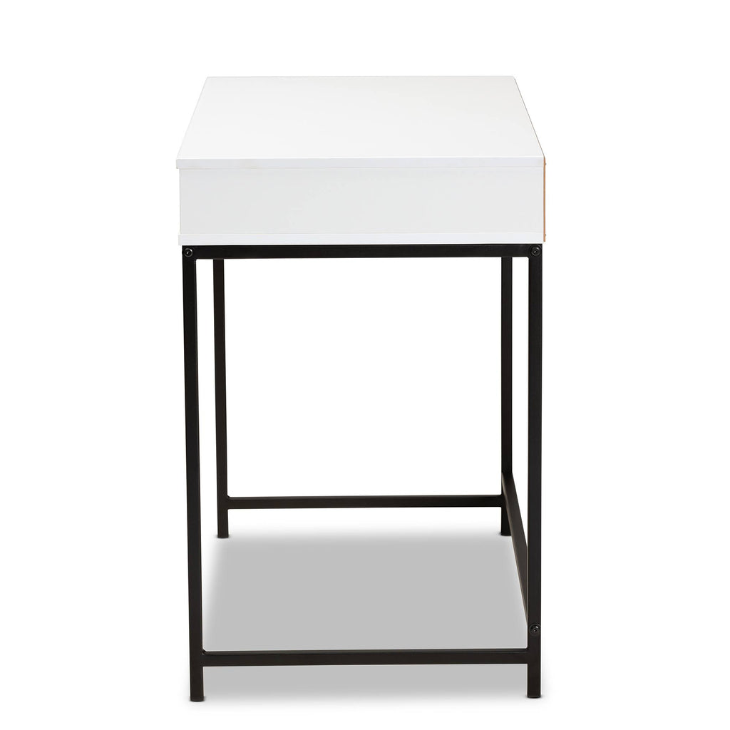 White 1-Drawer Wood and Metal Desk A969