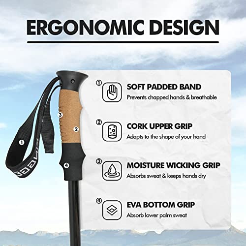 Adjustable Lightweight Collapsible Hiking Poles with Cork Grips R1637