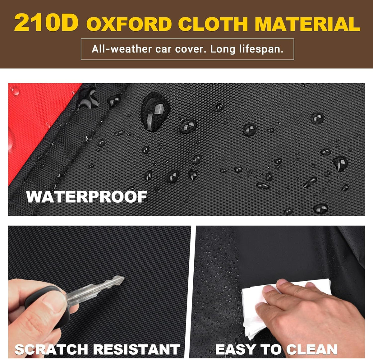 210D Oxford Cloth Car Cover for 4 Door with Windproof Straps I276