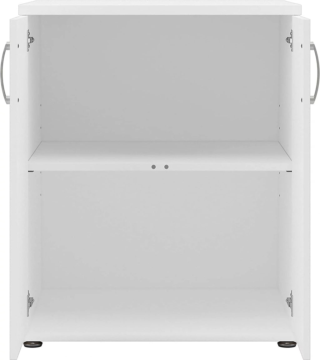 White Engineered Wood Laundry Room Cabinet with Doors C2862