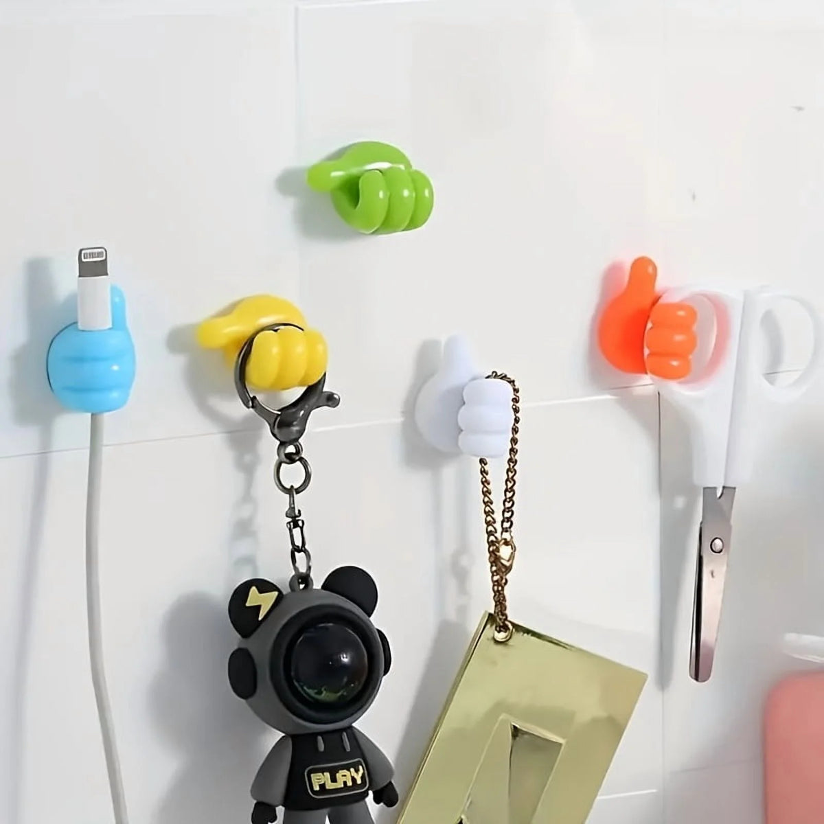 10 Pcs Silicone Wall Hook Adhesive Cable Clip Key Hanger J139190