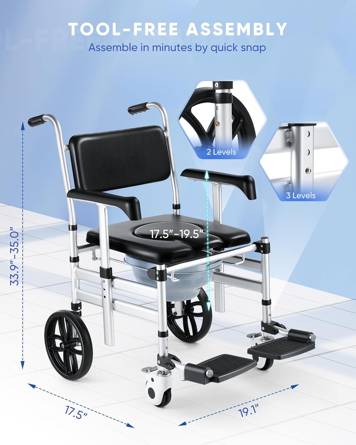 Foldable Aluminum Shower Chair with Wheels C6567