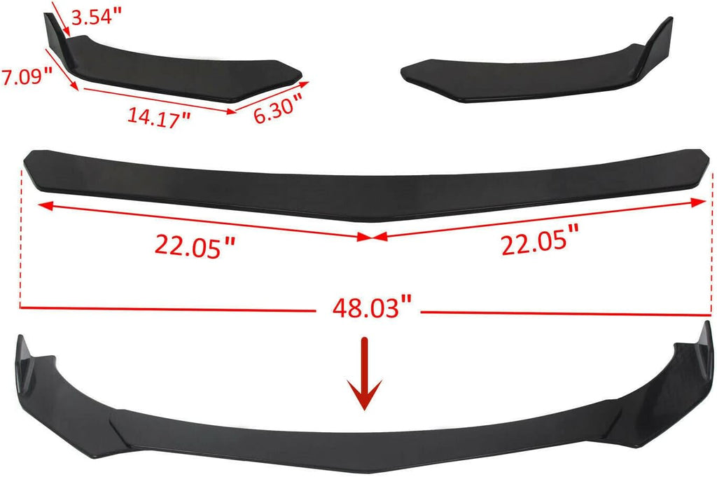 Black Universal Front Bumper Lip Chin Spoiler ABS Pack of 2 P975088