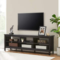 Brown 70 inch Wood TV Stand with 6 Storage Cubby A19614