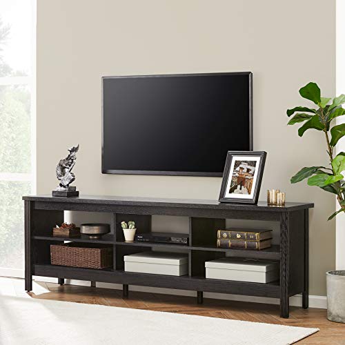 Brown 70 inch Wood TV Stand with 6 Storage Cubby A19614