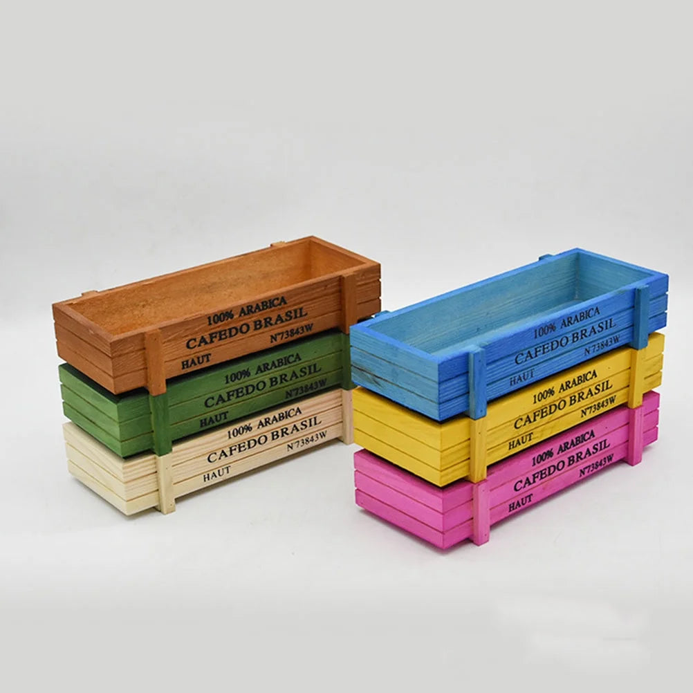 6pcs Artificial Flower Fence Pot Wooden Plant Basket Container Planter Garden Decor N575295