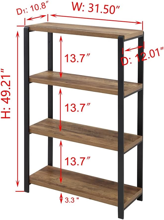 4 Tier Wood and Metal Bookshelf M86277