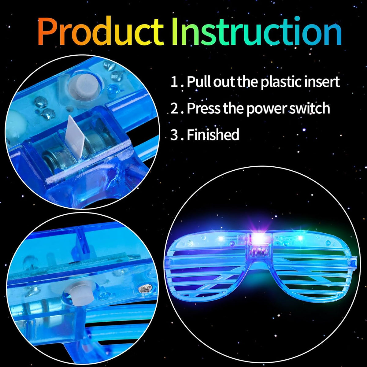 15 Pack LED Glow in The Dark Plastic Glasses U414