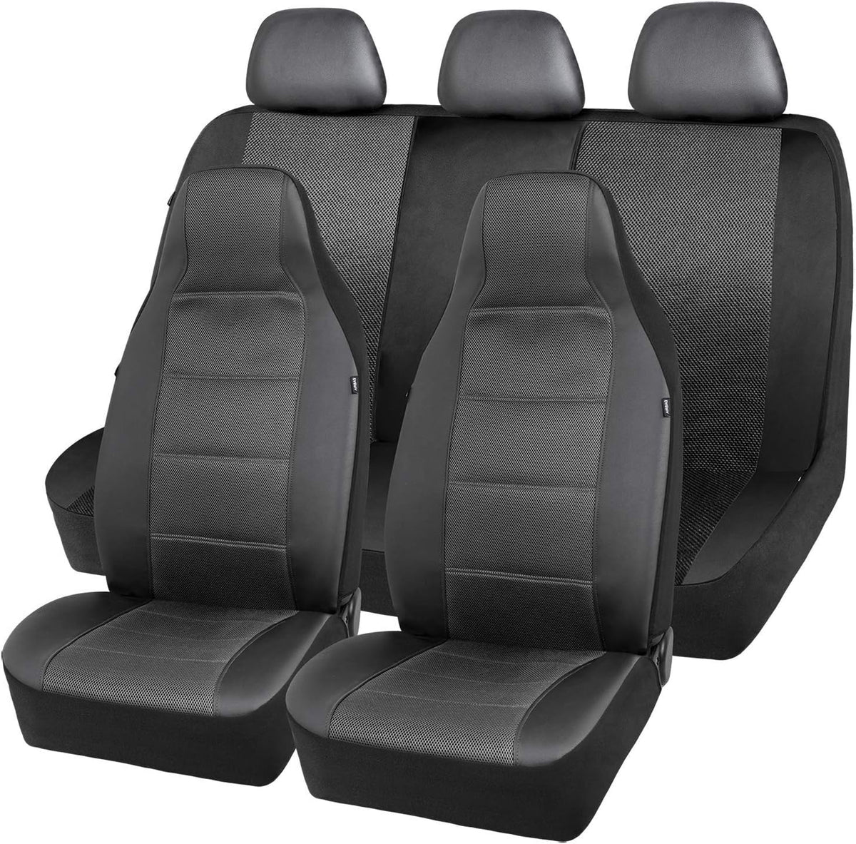Universal Fit Full Set Mesh and Leather Car Seat Cover (Beige) E8504