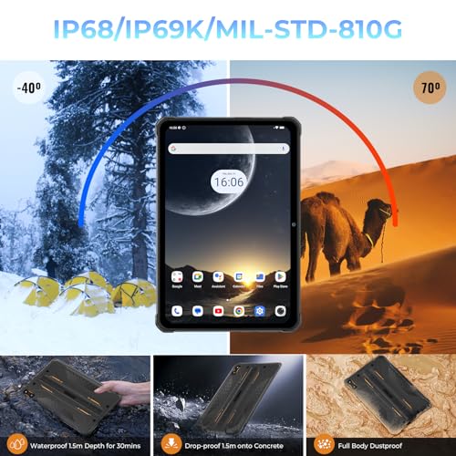 Gray Rugged Tablet 15600mAh 10.1 Inch HD+ 12GB+256GB IP68 IP69K L2037
