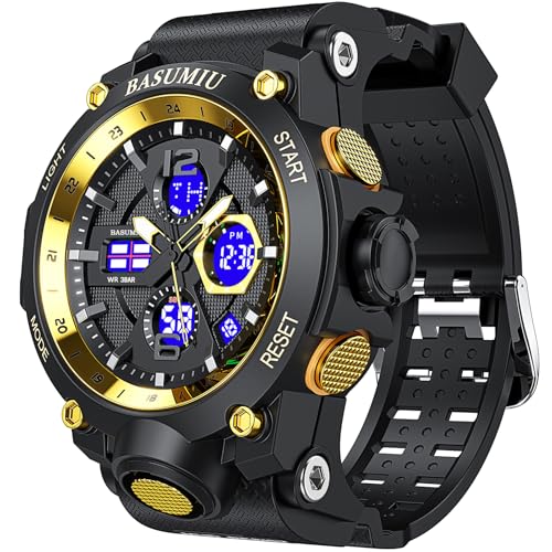 Gold Analog Digital Waterproof Wrist Watch Z847