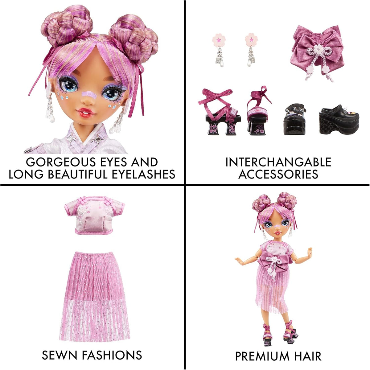 Mauve Purple Fashion Doll with 2 Designer Outfits and Accessories D46309