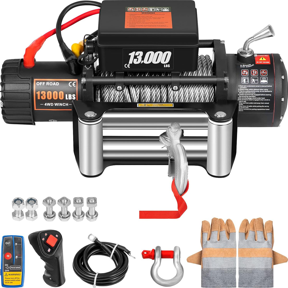 13000lbs Electric Winch with 85ft Cable Steel Y9858