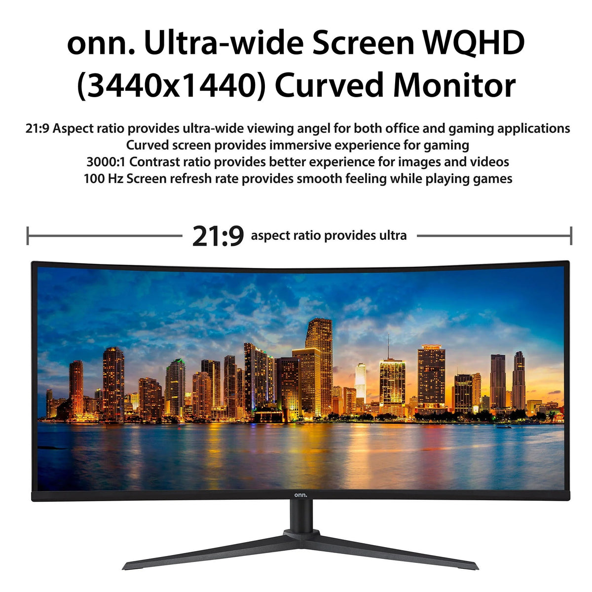 34" Curved Ultrawide WQHD 100Hz Bezel-Less Monitor, Black X7650