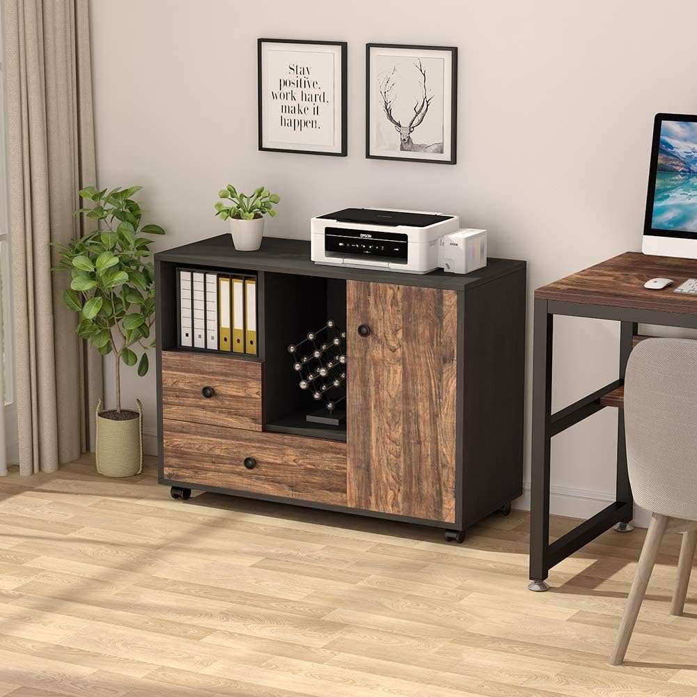 Mobile File Cabinet with 2 Drawer and Wheels T7343