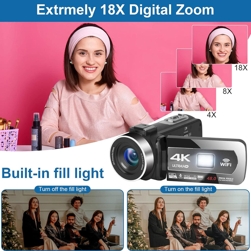 4K 48MP 60FPS WiFi Digital Camera with 18X Zoom A706