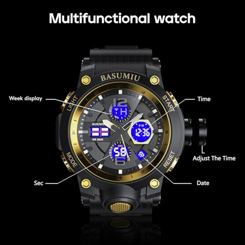 Gold Analog Digital Waterproof Wrist Watch Z847