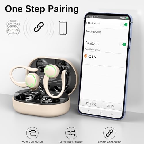 Pink Wireless Bluetooth 5.4 Over-Ear Earbuds with ENC Noise Cancelling Mic O466