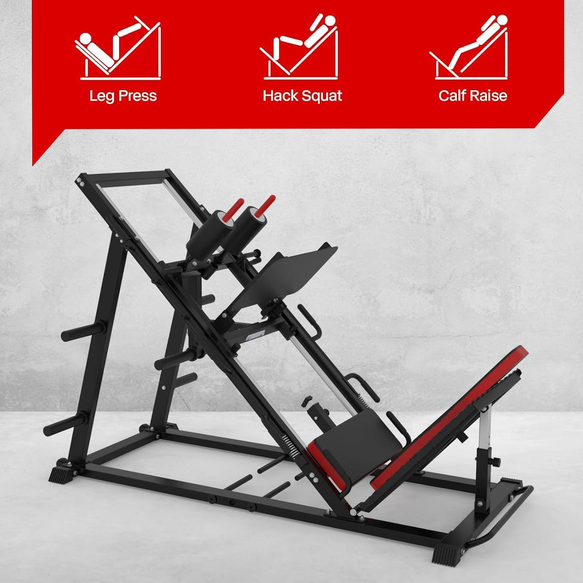 Leg Press Hack Squat Machine Combo with Weight Storage Posts N7097