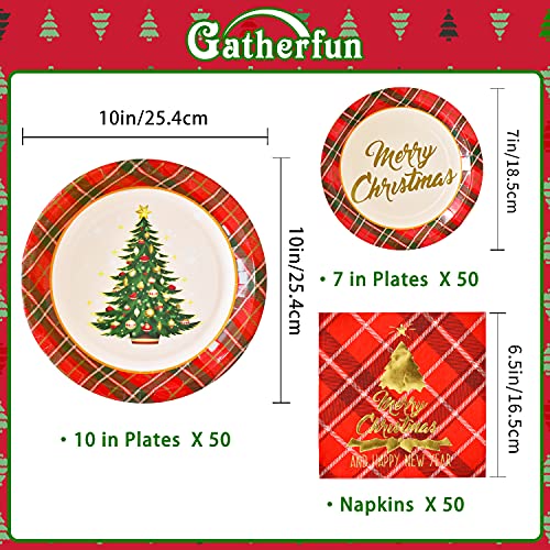 Red Plaid Disposable Paper Dinner Plates Dessert Plates and Napkins L2627
