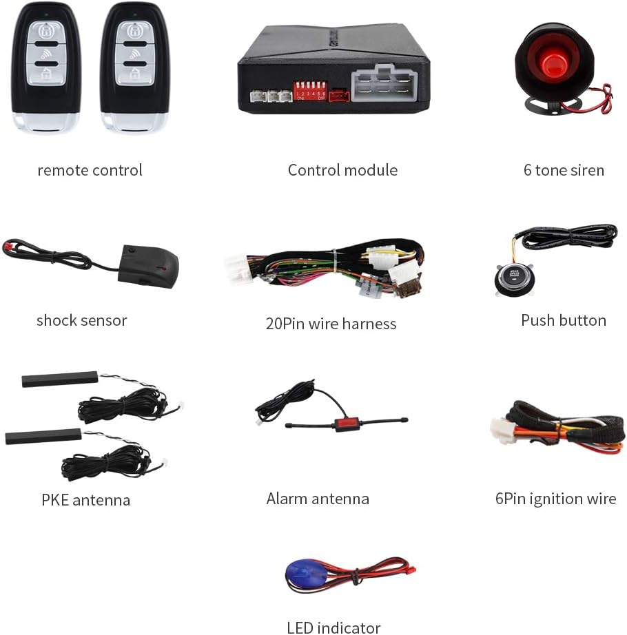 Car Alarm Remote Starter Keyless Entry Push Start DC12V L563
