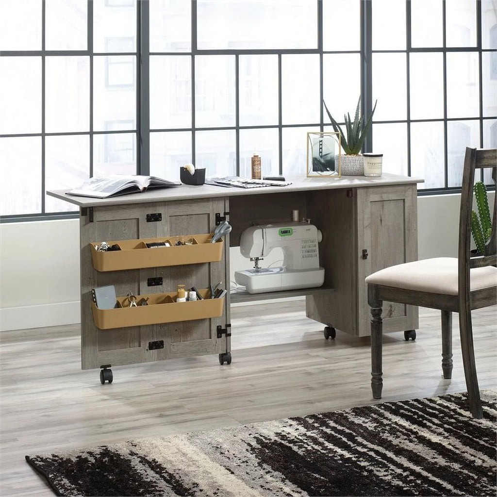 Contemporary Engineered Wood Sewing Craft Table in Oak Y2703