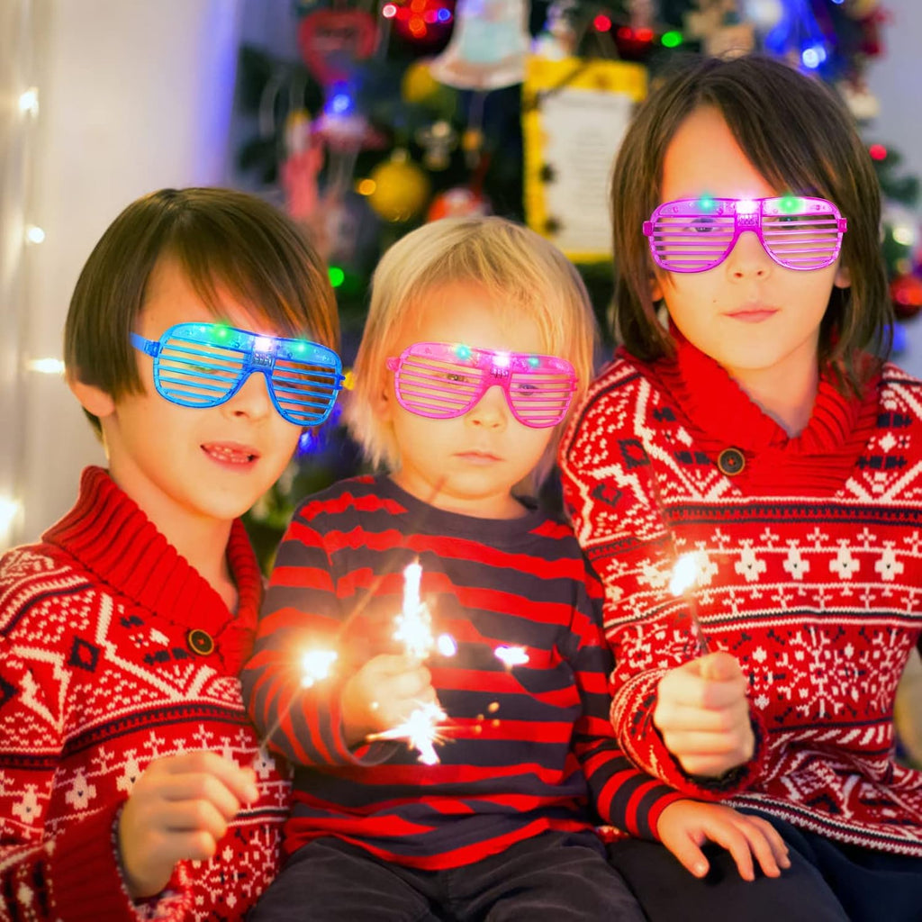 15 Pack LED Glow in The Dark Plastic Glasses U414