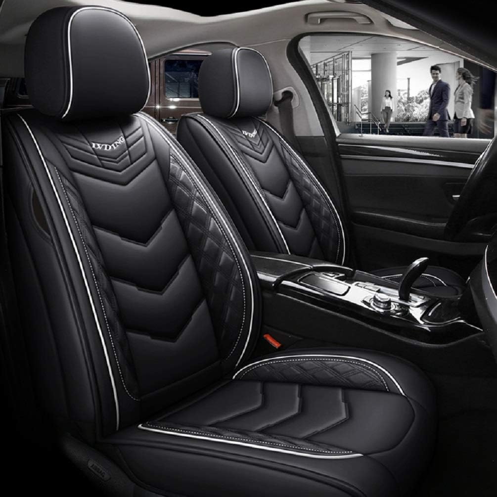 PU Leather Car Seat Cover 5-Seater Black-red X913