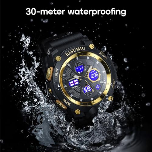 Gold Analog Digital Waterproof Wrist Watch Z847
