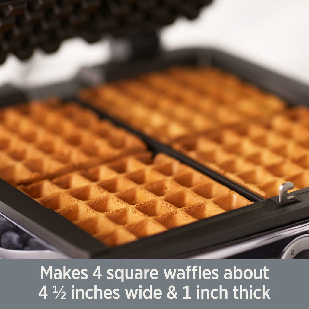 4 slice Belgian Waffle Maker with Removable Plates A95353