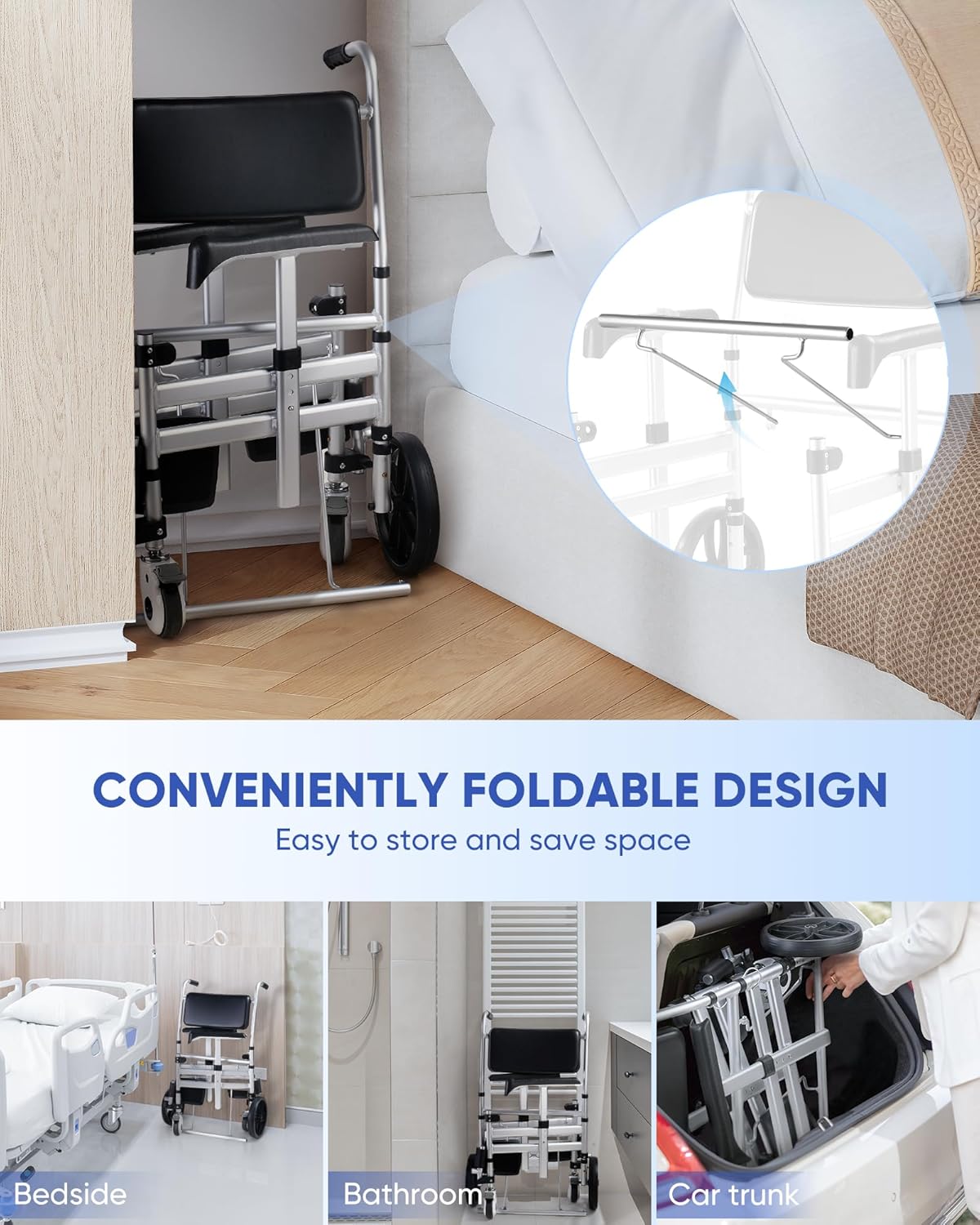 Foldable Aluminum Shower Chair with Wheels C6567